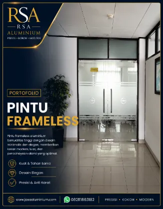 Pintu kaca frameless modern area Jabodetabek