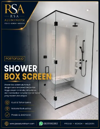 Shower screen kaca aluminium modern