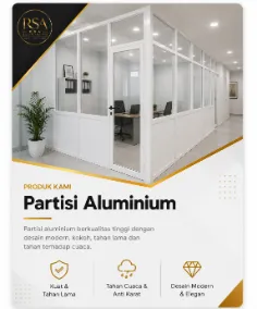 Partisi aluminium dan kaca modern untuk kantor