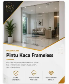 Pintu kaca frameless modern area Bekasi